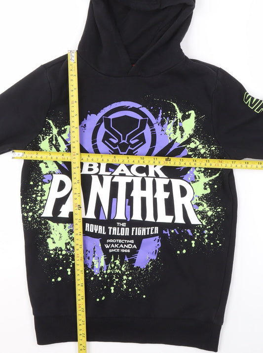 Marvel Boys Black Hoodie 10-11 Years Black Panther Pullover Fleece