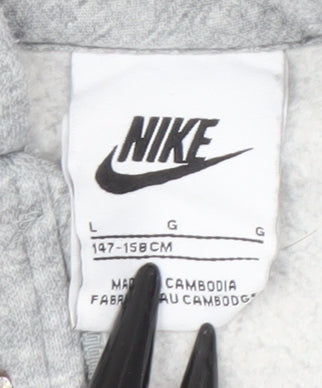 Nike Boys Grey Fleece Hooded Track Jacket 12-13 Years Full Zip