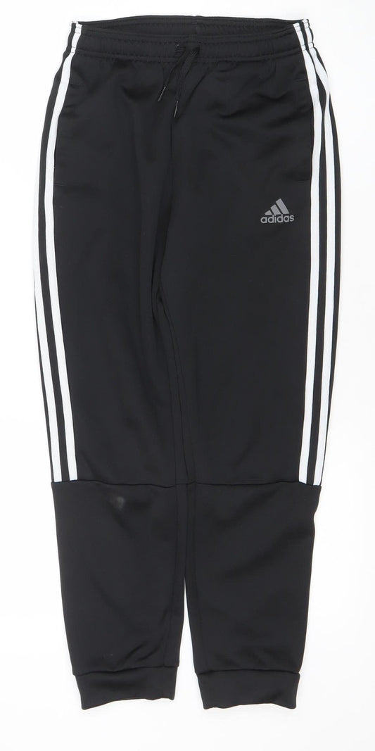 adidas Boys Black 11-12 Years Tapered Track Pants Recycled Polyester