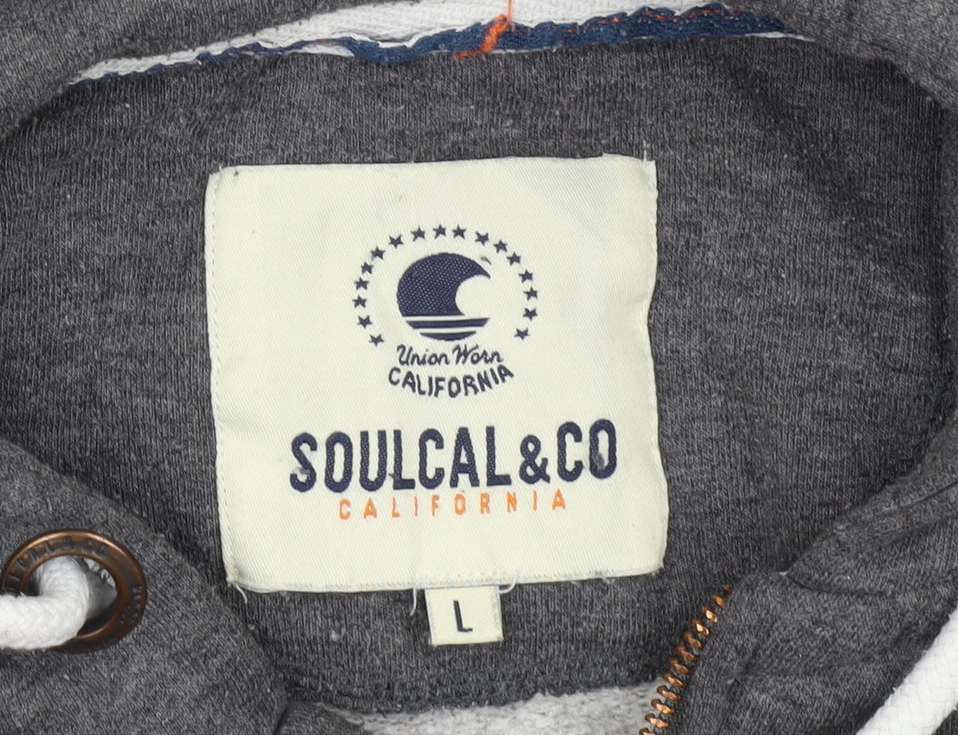 SoulCal & Co Men’s Grey Full Zip Hoodie Size L Regular Fit