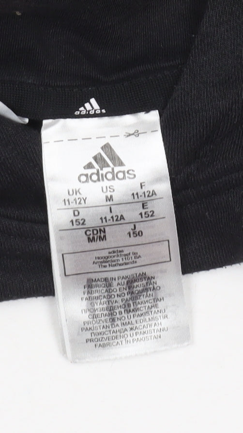 Additional view of Adidas boys’ black pullover hoodie 11-12 years logo cotton blend