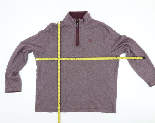 Marks and Spencer Blue Harbour Men's Purple 1/4 Zip Cotton Sweatshirt XL