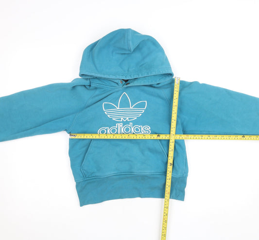 Womens UK XS Regular adidas Blue Pullover Hoodie