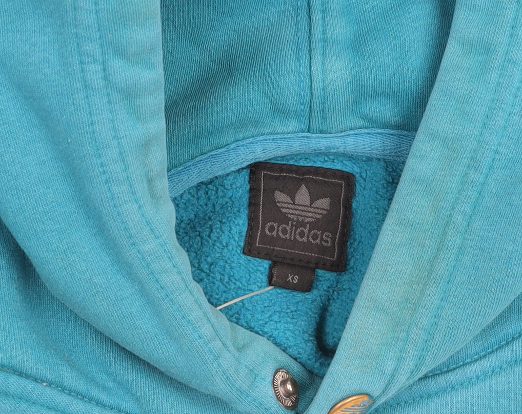 Womens UK XS Regular adidas Blue Pullover Hoodie