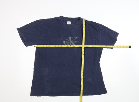 Calvin Klein Jeans Men's Blue 2XL Vintage Logo Cotton T-Shirt