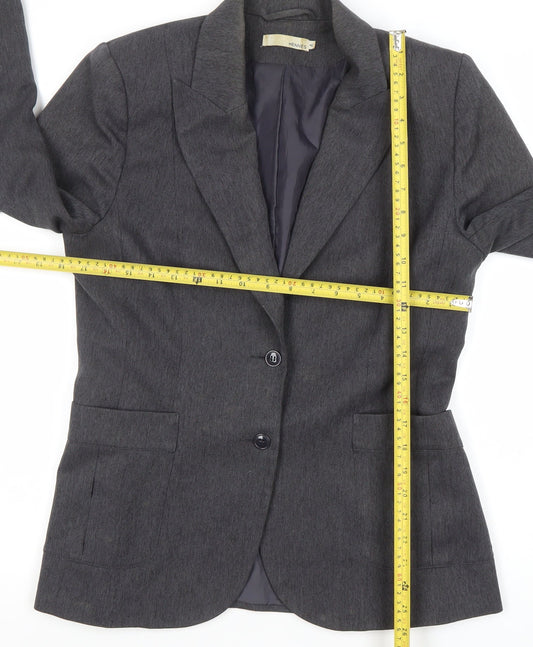 Hennes Women's Grey Two-Button Blazer Jacket Size 14 Polyester