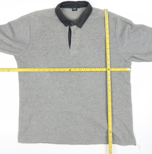 Cotton Traders Men's Grey Long Sleeve Fleece Polo Shirt Size L