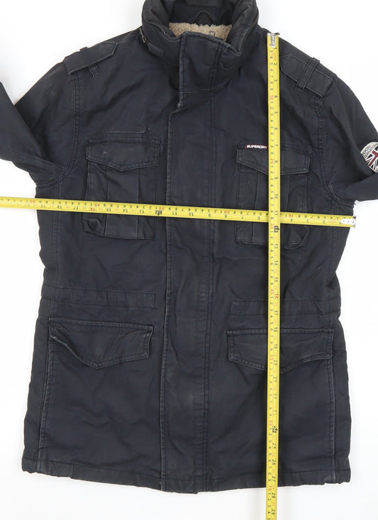 Superdry Women’s Black Military Jacket M Lined Winter Coat