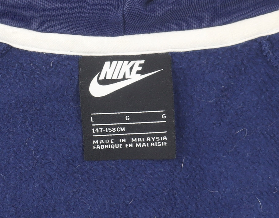 Additional view of Nike boys’ blue full zip hoodie l 147-158cm cotton blend