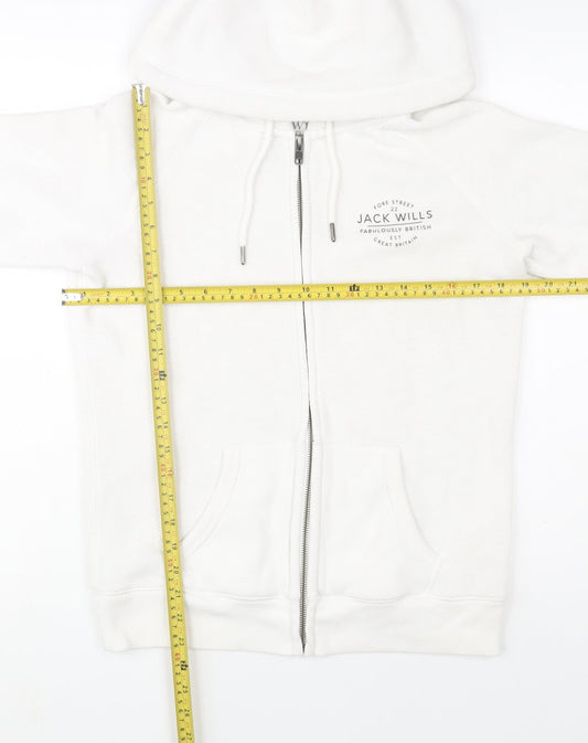 Jack Wills Womens White Size 12 Hooded Full Zip Fleece Jacket