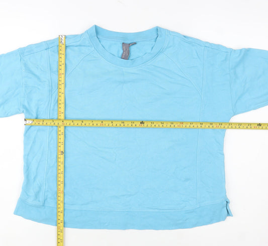 Sweaty Betty Women's Blue Crew Neck Cotton Modal Pullover Sweatshirt Size S