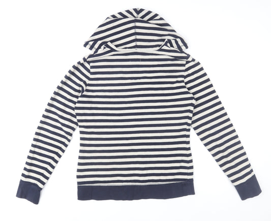 Levi's Women Navy & White Striped Pullover Hoodie M Cotton Blend