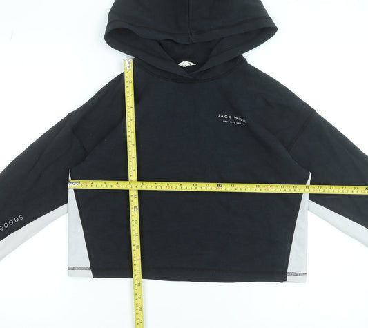 Womens UK 12 Regular Jack Wills Black Pullover Hoodie