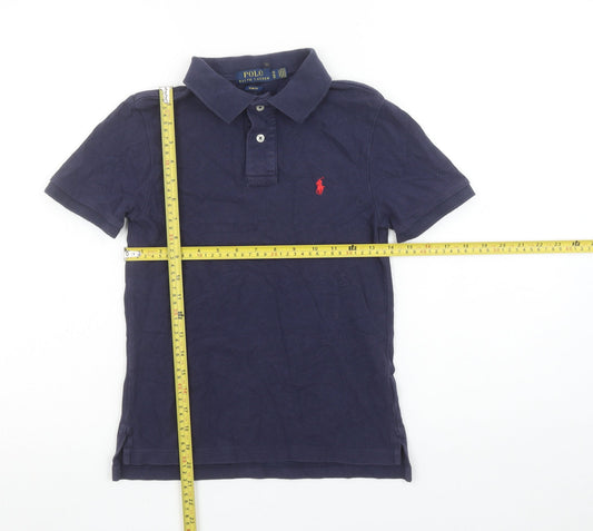 Ralph Lauren Boys Blue Polo Shirt Slim Fit Size 10-12 Years Logo Cotton