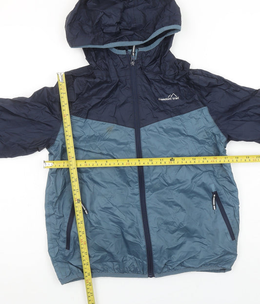 Freedom Trail Boys Blue Hooded Windbreaker Jacket 11-12 Years