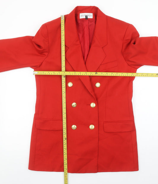 Selfridges Women’s Red Wool Double-Breasted Blazer Size 10