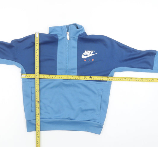 Nike Boys Blue 1/4 Zip Colourblock Sweatshirt 6-7 Years