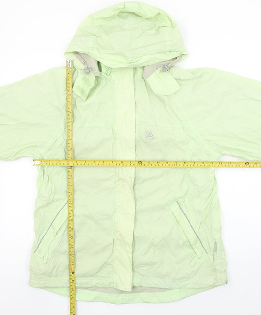 Icepeak Women's Green Hooded Rain Coat Jacket Size 14 Water Resistant