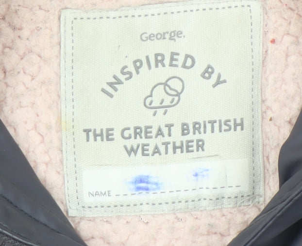 Additional view of George girls’ grey polka dot hooded rain coat 3-4 years waterproof lined jacket