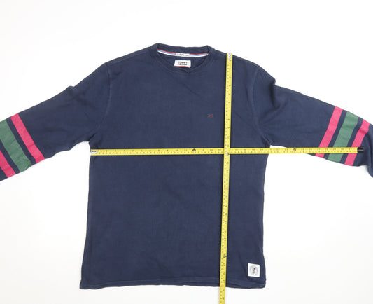 Tommy Jeans Men Blue Relaxed Fit Long Sleeve Cotton Top Size L