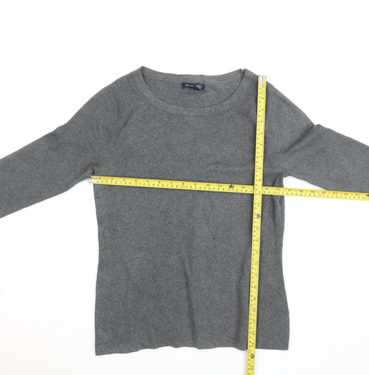 Womens UK Size S Lands' End Grey Wool Blend Blouse