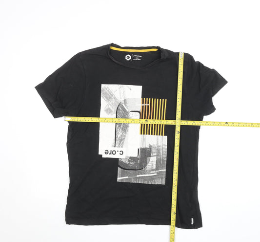 Mens UK Size L JACK & JONES Black Cotton T-Shirt