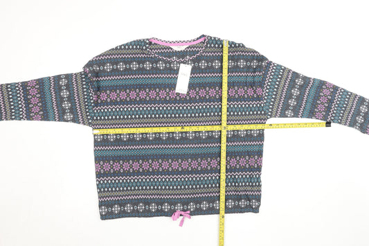Marks and Spencer Womens Grey Fair Isle Long Sleeve Jersey Top L