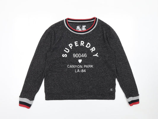 Womens UK 10 Regular Superdry Grey Pullover Sweatshirt