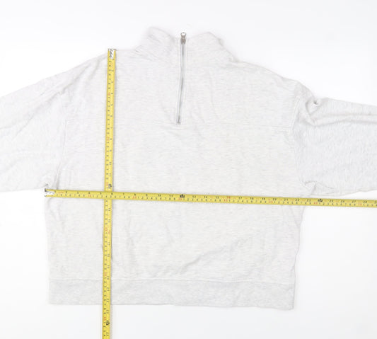 ASOS DESIGN Women's Grey 1/4 Zip Sweatshirt UK 12 Cotton Blend