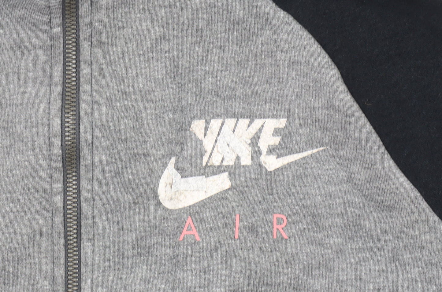 Nike Air Men Grey & Black Full Zip Hoodie L Fleece Sportswear