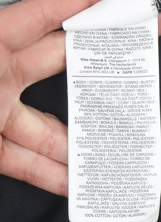 Nike Boys Black Grey Full Zip Hoodie L 147-158cm Cotton Blend