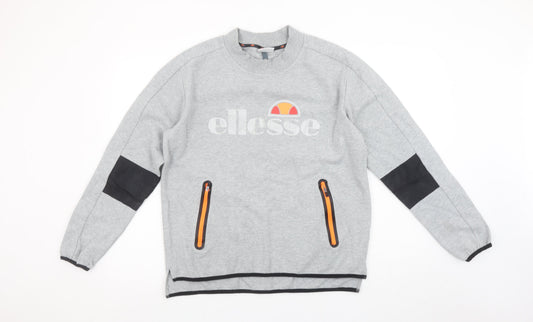 Womens UK 14 Regular ellesse Grey Pullover Sweatshirt