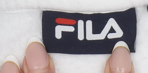 FILA Women White XS Pullover Hoodie Cotton Blend Logo Design