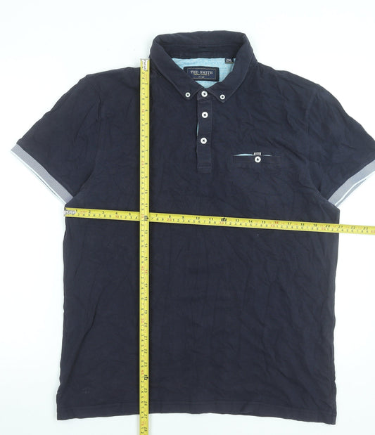 Ted Smith Men's Blue 2XL Short Sleeve Cotton Polo Shirt