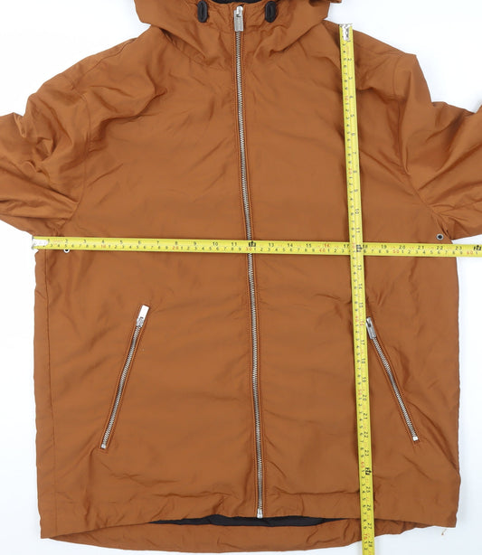 H&M Women’s Brown Hooded Parka Jacket Size L Polyester Softshell