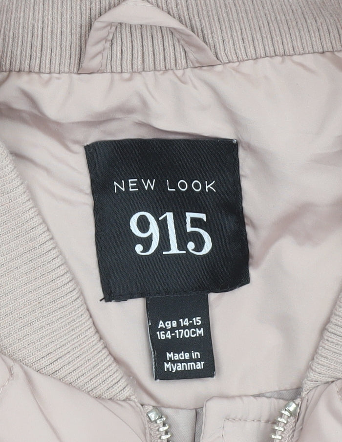 Additional view of New Look girls’ beige quilted bomber jacket age 14-15 years