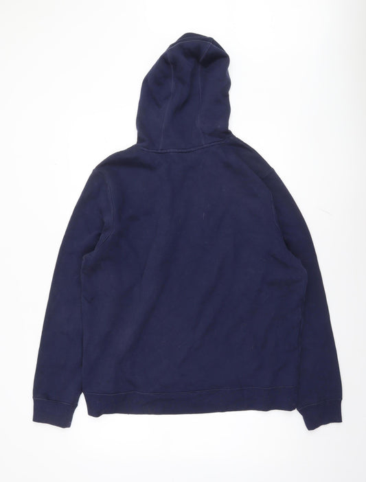 Fila Men's Blue Pullover Hoodie L Logo Fleece Sportswear