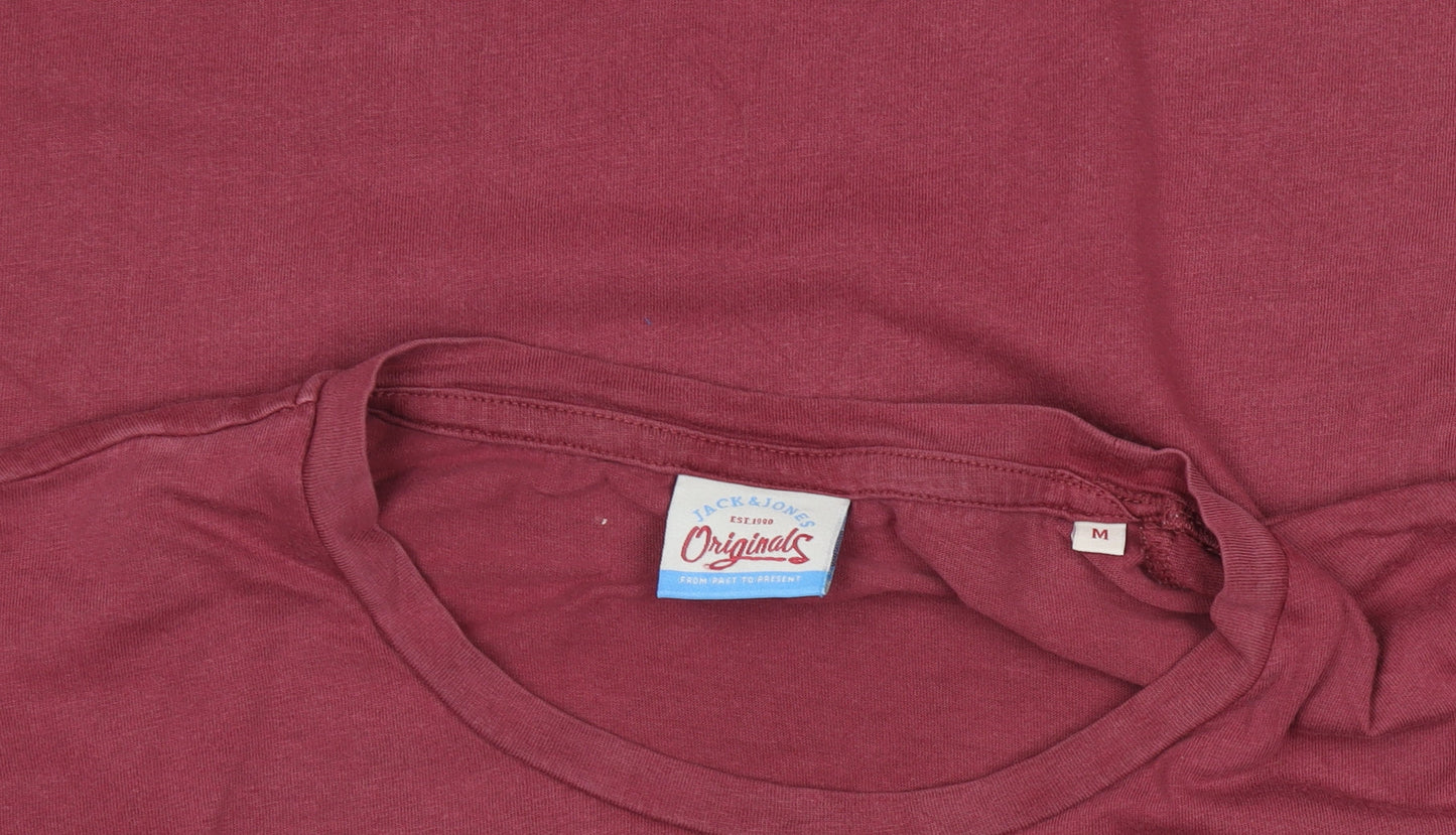 Mens UK Size M JACK & JONES Red Cotton T-Shirt