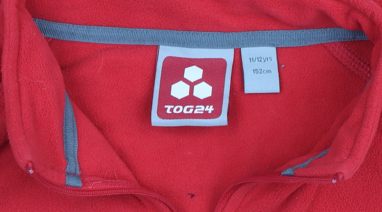 TOG24 Boys Red Fleece 1/4 Zip Pullover Top 11-12 Years Outdoor Warm Layer