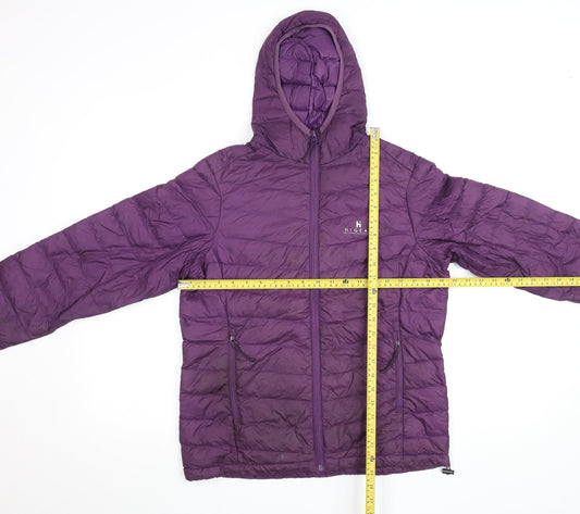 Hi Gear Womens Purple Puffer Jacket Size 10 Hooded Lightweight Zip Coat