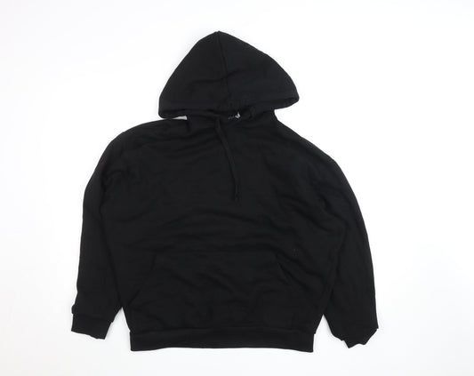 Additional front view of ASOS Design Men's Black Pullover Hoodie, size S, Graphic Print Fleece