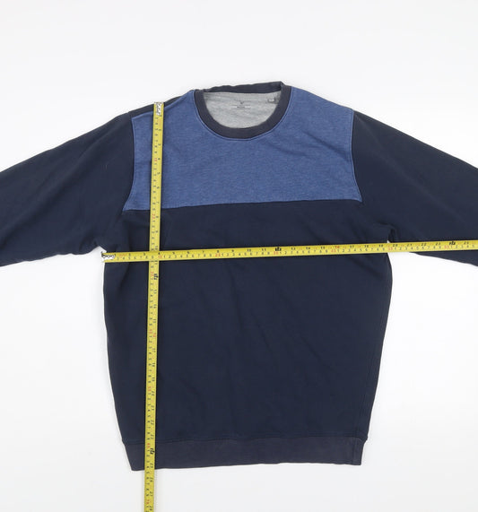 James Pringle Men's Blue Colourblock Crew Neck Sweatshirt Medium