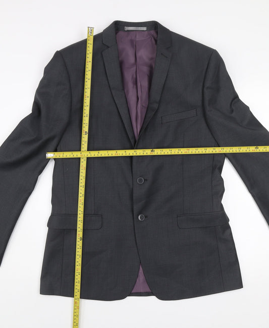 Red Herring Men's Grey 42L Long Regular Fit Two-Button Suit Jacket