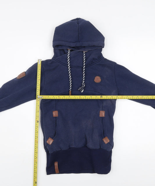 Squared & Cubed Girls Blue Pullover Hoodie 12 Years High Neck Cotton Blend