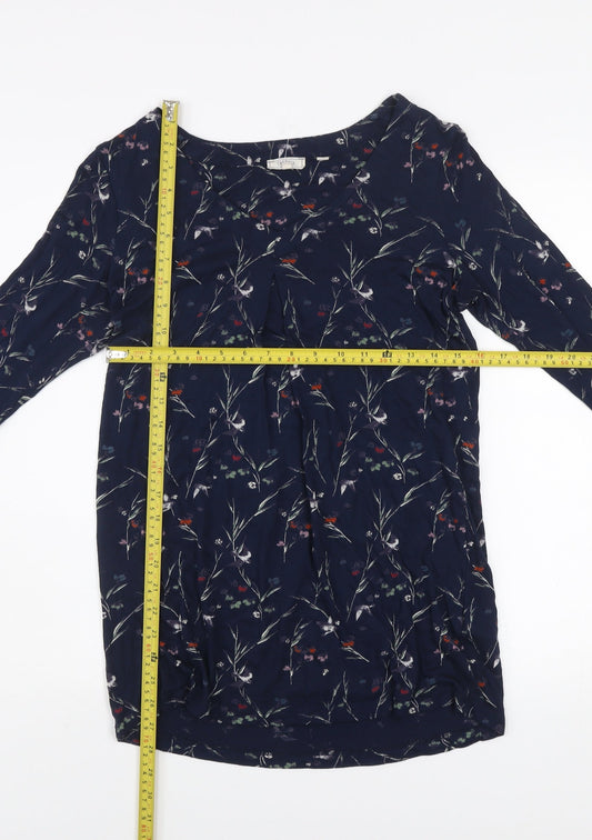 Womens UK Size 10 Fat Face Blue Viscose Blouse