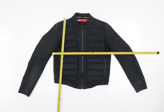 Nike Men's Black Small Quilted Bomber Jacket with Down Fill