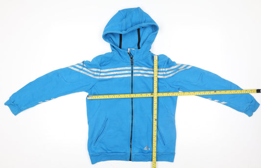 Adidas Boys Blue 11-12 Years Hooded Full Zip Track Jacket