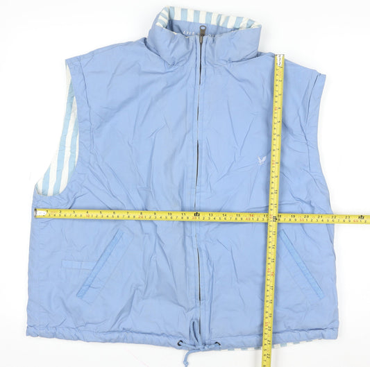Lyle & Scott Women Blue Size 16 Waistcoat Gilet Zip Cotton Casual