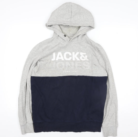 Mens UK L Regular JACK & JONES Grey Pullover Hoodie