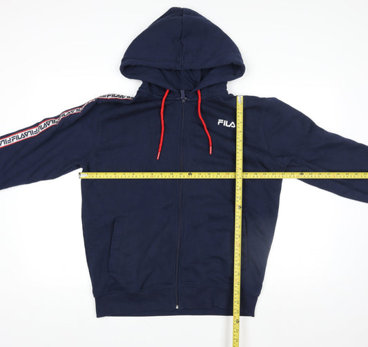 FILA Mens Blue Hooded Full Zip Basic Jacket Hoodie Size M